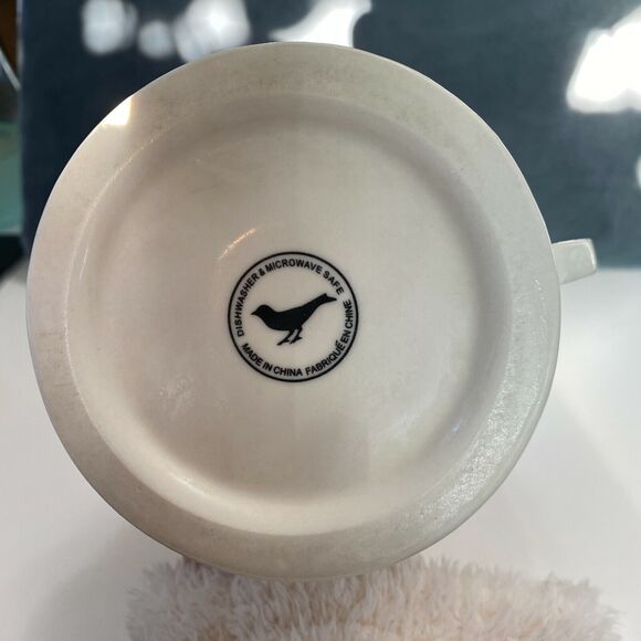 Anthropologie Monogram N Initial Coffee Mug Tea Cup Black Boho Striped - Picture 4 of 7